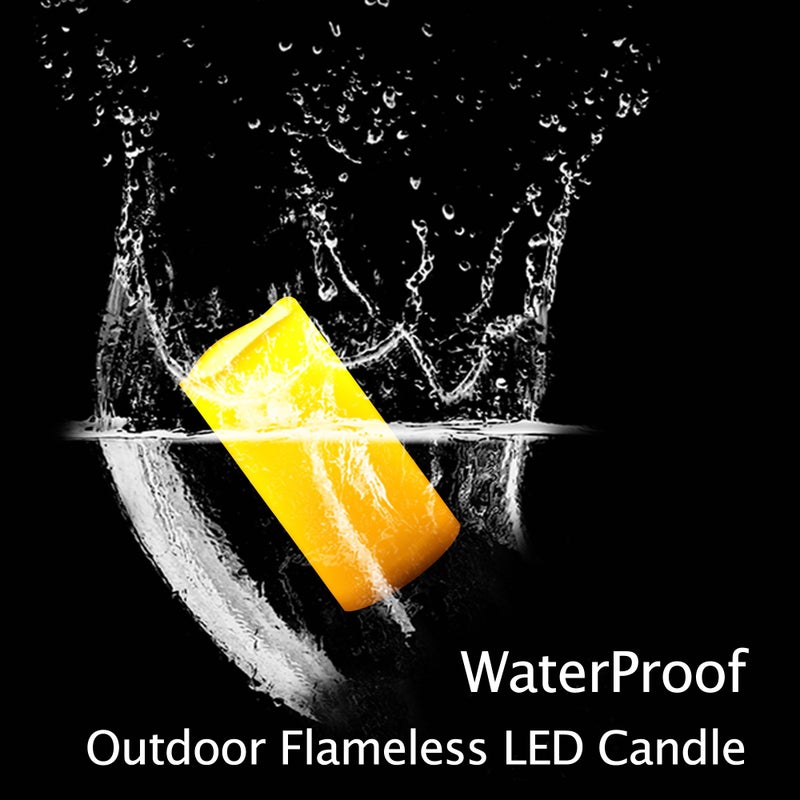 QIDEA Waterproof Outdoor Flameless LED Candles - with Remote and Timer Realistic Flickering Battery Operated Electric Plastic Resin Pillar Candles for Christmas Decoration 3-Pack 3â€x6â€ - Image 4